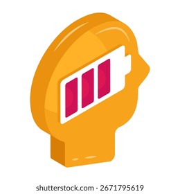 Icono de mente agotada en diseño isométrico