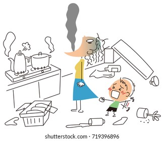 Exhausted mother