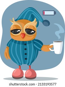 
Exhausted Night Owl Having No Energy Vector Cartoon Illustration. Sleepless tired nighttime bird suffering from insomnia feeling lethargic
