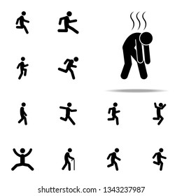 Exhausted, No Energy Icon. Walking, Running People Icons Universal Set For Web And Mobile