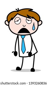 Exhausted - Office Salesman Employee Cartoon Vector Illustration﻿