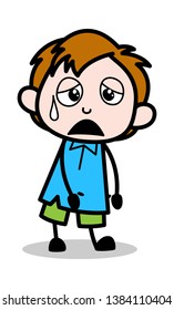 Exhausted - School Boy Cartoon Character Vector Illustration
