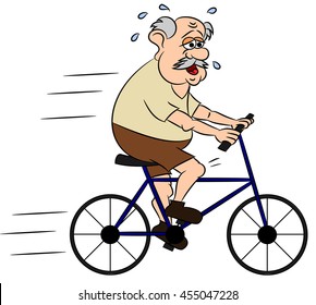 Exhausted senior on bike