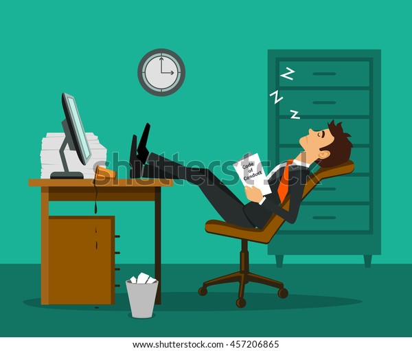 Exhausted Tired Bored Employee Sleeping Legs Stock Vector Royalty Free 457206865