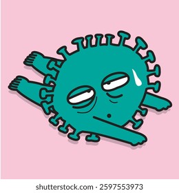 An Exhausted Virus Concept Cartoon Character illustration