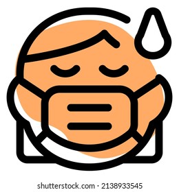 exhausted woman getting sweat while wearing the face mask