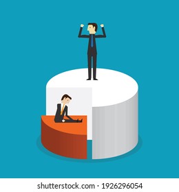 Exhausted from work because of poor results, Vector illustration in flat style