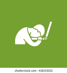 exhausted worker with laptop