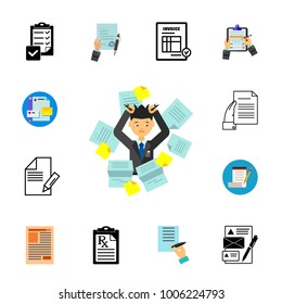 Exhausting paperwork icon set