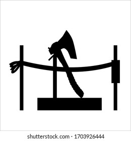 Exhibit in the historical museum. Viking ax. Simple design.