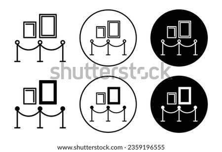 Exhibit icon set. museum art gallery vector symbol. painting expo icon. canvas exhibition sign in black filled and outlined style.