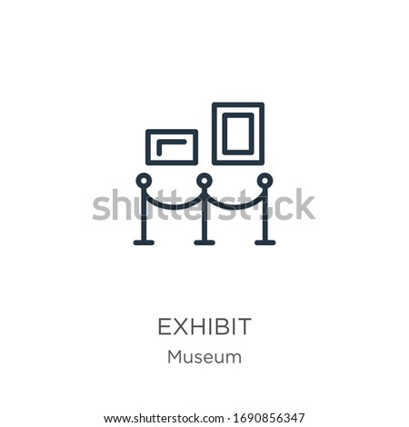 Exhibit icon. Thin linear exhibit outline icon isolated on white background from museum collection. Line vector sign, symbol for web and mobile