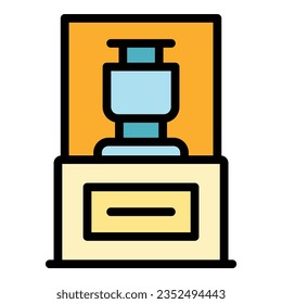 Exhibit interior icon outline vector. Painting culture. Art gallery color flat
