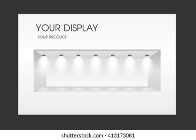 Exhibit Showcases with white light bulbs