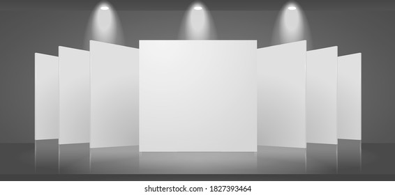 Exhibition 3d exhibition scene template with transparent lights and shadows