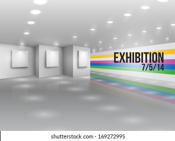 Exhibition Announcement Advertising Invitation With Blank Canvases Vector Illustration