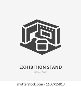 Exhibition Banner Stand Flat Glyph Icon. Trade Show Sign. Solid Silhouette Logo For Marketing Event.