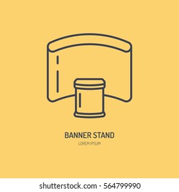 Exhibition banner stand vector line icon. Advertising sign.