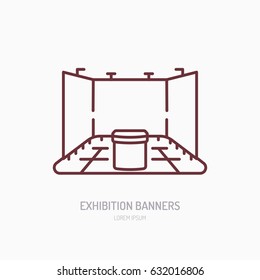 Exhibition banner stand vector line icon. Advertising sign.