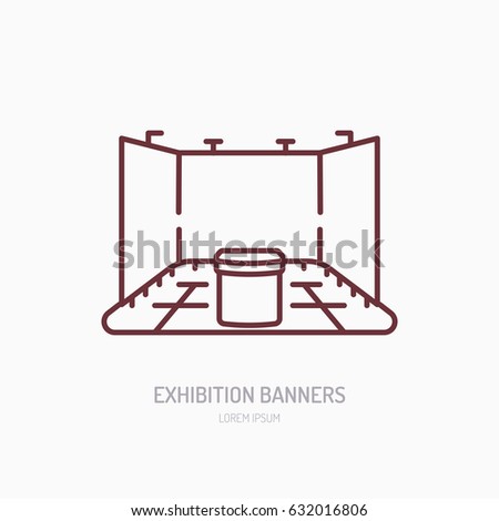 Exhibition banner stand vector line icon. Advertising sign.