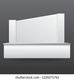 exhibition booth or counter promotion with wall from front view. render