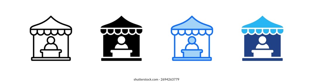 Conjunto de Ícones de Cabine de Exibição Coleção de Vários Estilos
