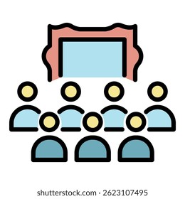 Exhibition center icon. Outline exhibition center vector icon color flat isolated