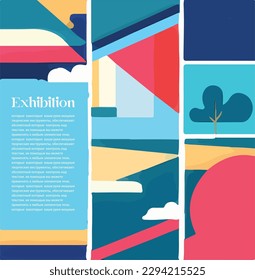 Exhibition, classics modern contemporary. Art  Vector illustrations of abstract shapes,  for background, flyer or poster modern print  vintage retro
