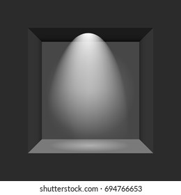 Exhibition Concept, Black Empty Box, Frame with Illumination. Template for Your Content. 3d Vector Illustration EPS10