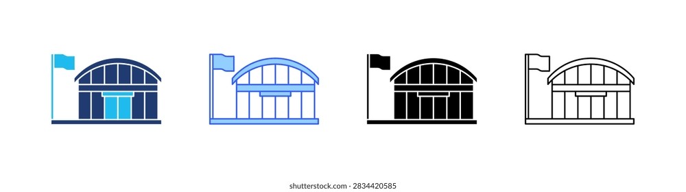 Exhibition Hall Multiple Style Icon Set Collection Pack Web Banner Vector 