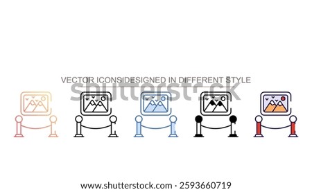 Exhibition icon design with white background stock illustration