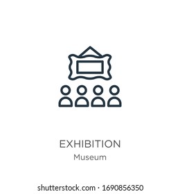 Exhibition icon. Thin linear exhibition outline icon isolated on white background from museum collection. Line vector sign, symbol for web and mobile