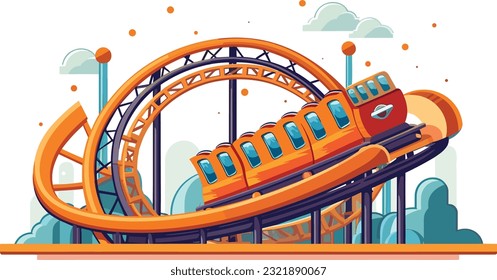 exhibition illustration, roller coaster vector illustration