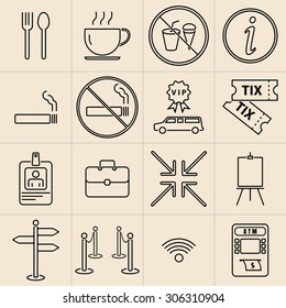 Exhibition line icons set