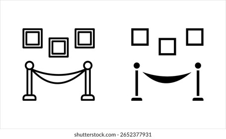 Exhibition of paintings. Picture gallery Icon set, vector illustration on white background