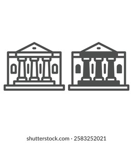 Exhibition place building line and solid icon, art and culture concept. Vector graphics. Bank house sign on white background, outline style icon for mobile or web design