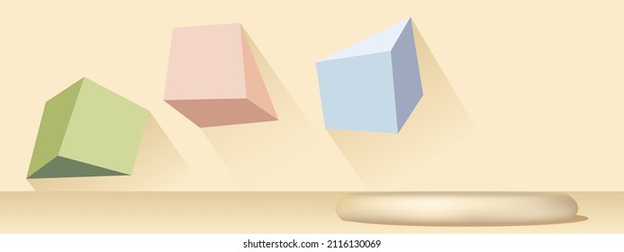 exhibition podium geometrical light empty presentation background shelf for goods cosmetics