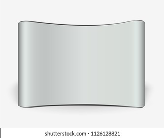 Exhibition Stand Blank Empty wall, trade show booth mock up. Exhibit Exposition. Front view. Vector detailed illustration eps10 isolated on white background. Ready Product Advertising. 3D Render

