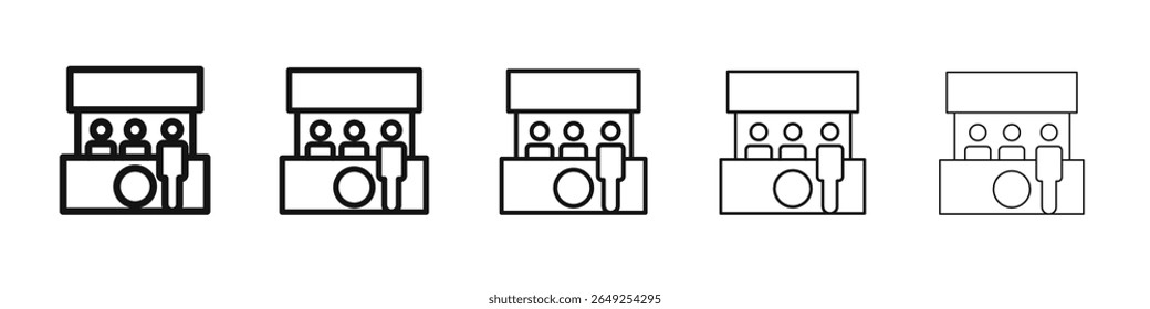 exhibition stand booth icon vector outline set illustration sign