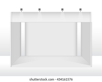 Exhibition stand design. Booth template. White interior vector.