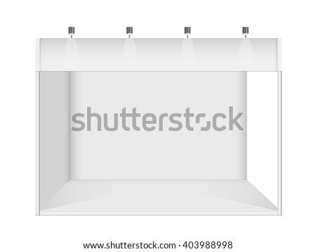 Exhibition stand design. Booth template. White interior vector.
