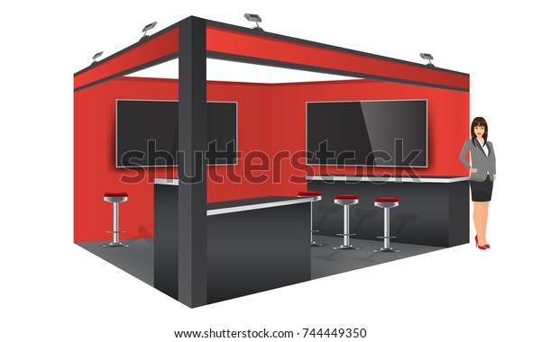 Download Exhibition Stand Display Trade Booth Mockup Stock Vector Royalty Free 744449350