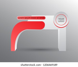 exhibition stand Gate entrance  vector with for mock up event display, red combine