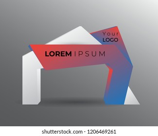 exhibition stand Gate entrance  vector with for mock up event display, red and blue lighted