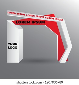 Exhibition Stand Gate Entrance  Vector With For Mock Up Event Display, Red Combine