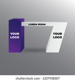 exhibition stand Gate entrance vector with purple lighted for mock up