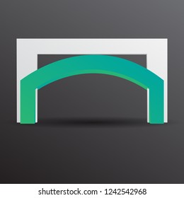 exhibition stand Gate entrance vector with purple lighted for mock up