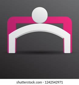exhibition stand Gate entrance vector with purple lighted for mock up