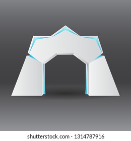 exhibition stand Gate entrance  vector with for mock up event display, neon lighted