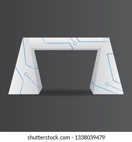 exhibition stand Gate entrance  vector with for mock up event display,  technology lighted